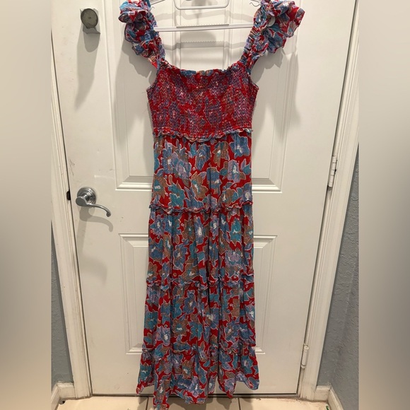 Anthropologie Love The Label Bouquet Smocked Maxi Dress M - Picture 5 of 6